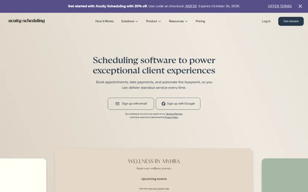 Acuity Scheduling homepage screenshot