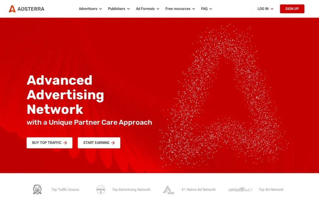 Adsterra homepage screenshot