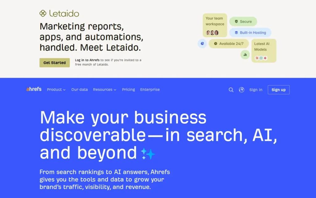 Ahrefs Brand Radar homepage screenshot