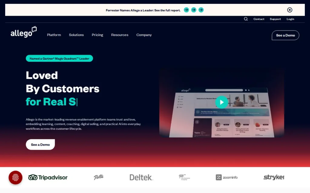 Allego homepage screenshot