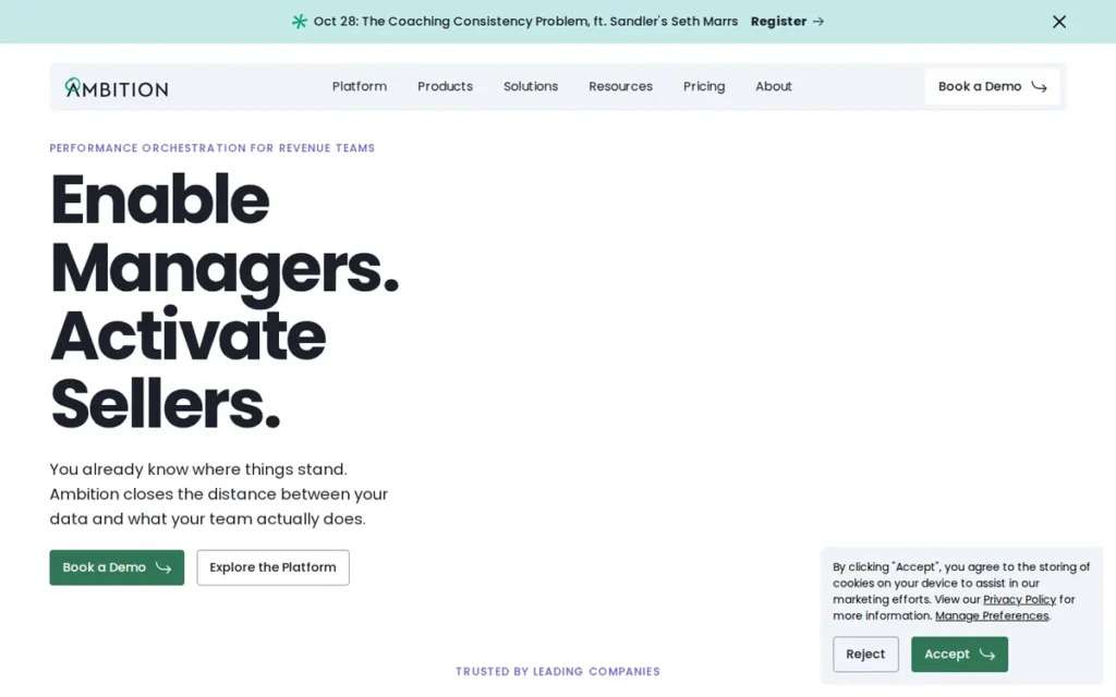 Ambition homepage screenshot