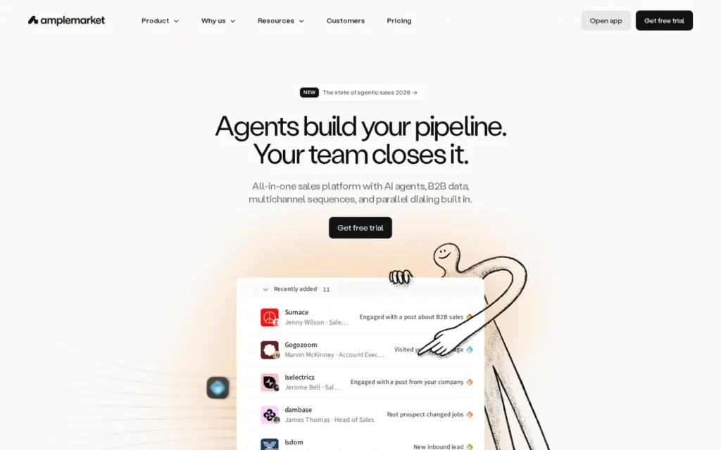 Amplemarket homepage screenshot