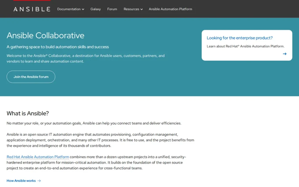 Ansible homepage screenshot