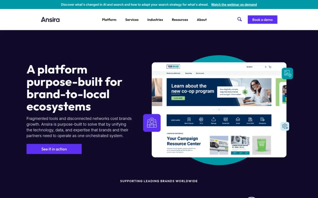 Ansira Platform homepage screenshot