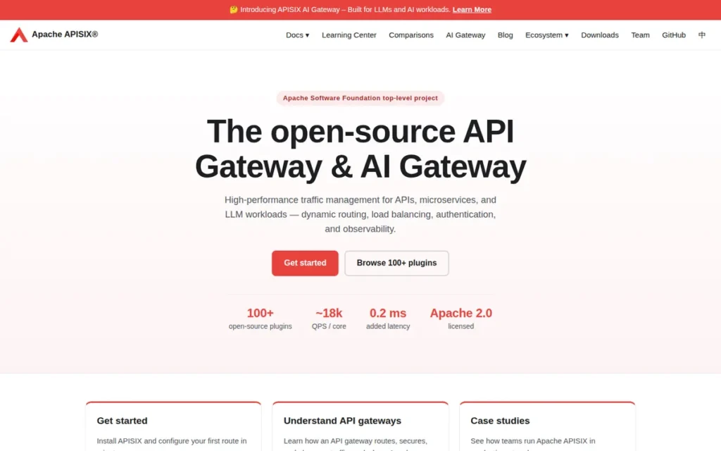 Apache APISIX homepage screenshot