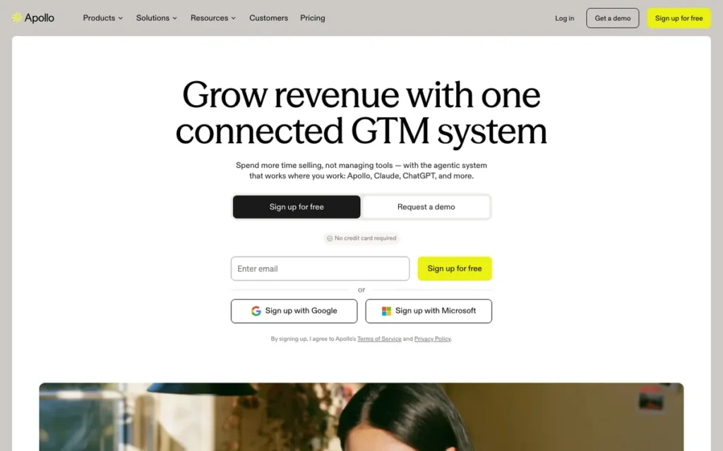 Apollo.io homepage screenshot