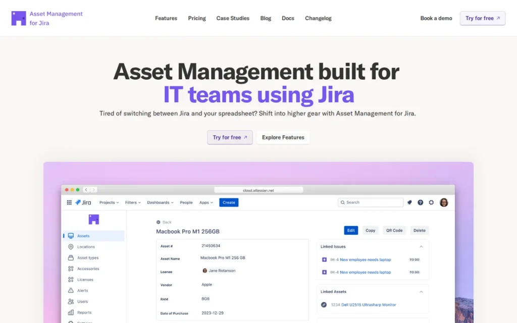 Jira Service Management Assets homepage screenshot