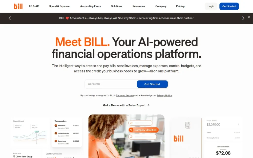 BILL homepage screenshot