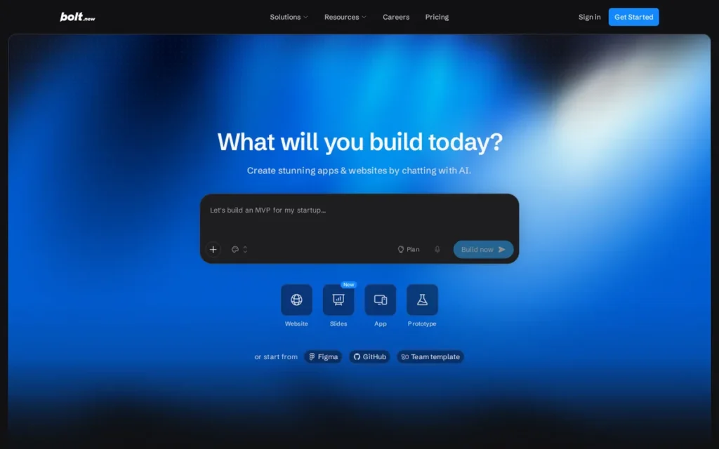 Bolt.new homepage screenshot