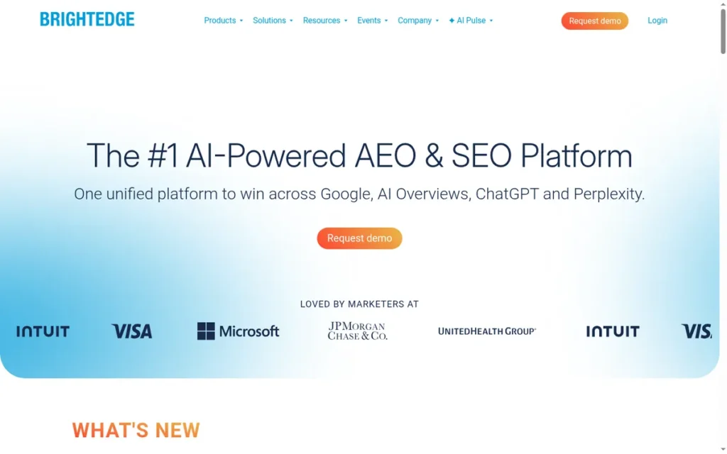 BrightEdge homepage screenshot