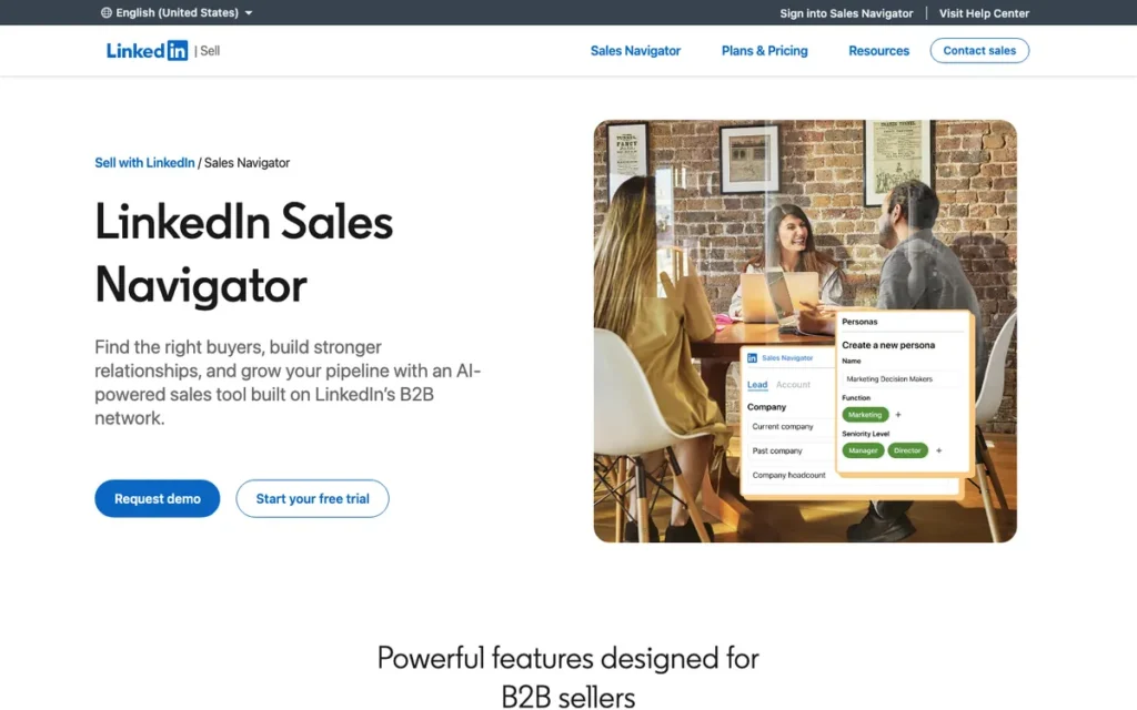 LinkedIn Sales Navigator homepage screenshot