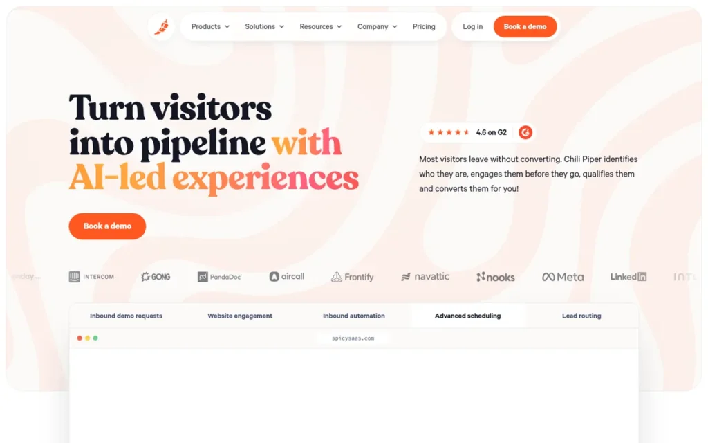 Chili Piper homepage screenshot