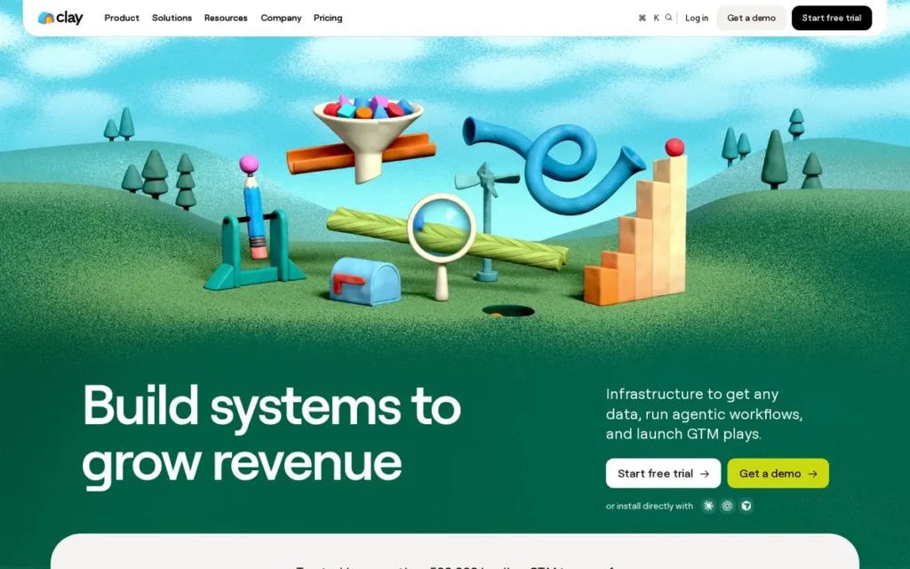Clay homepage screenshot