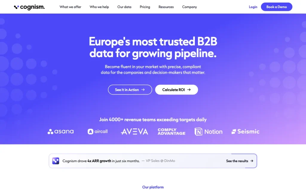 Cognism homepage screenshot