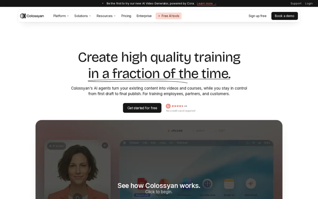 Colossyan homepage screenshot