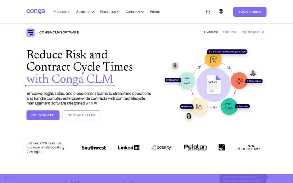 Conga CLM homepage screenshot