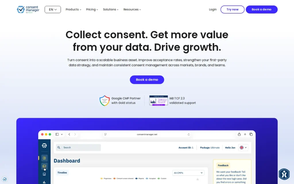consentmanager homepage screenshot