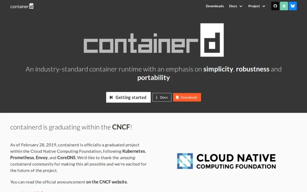 containerd homepage screenshot