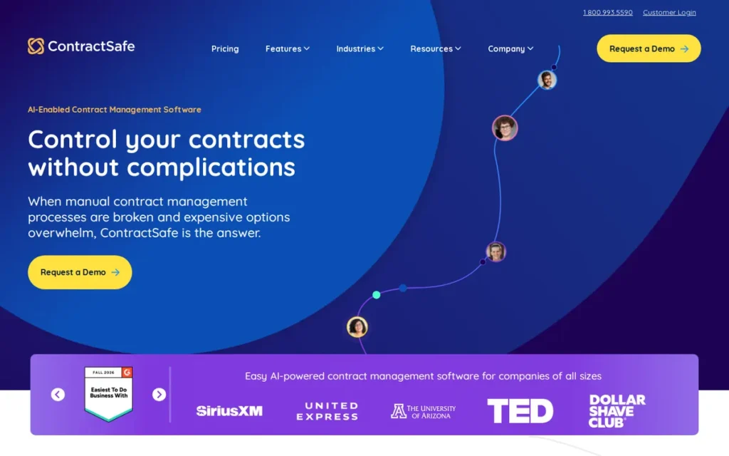 ContractSafe homepage screenshot
