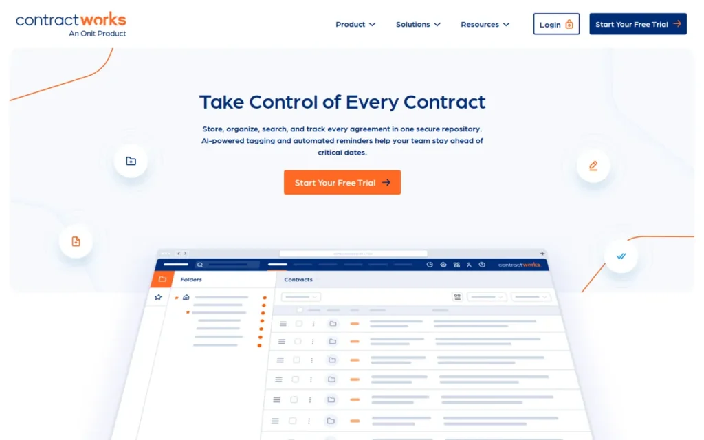 ContractWorks homepage screenshot