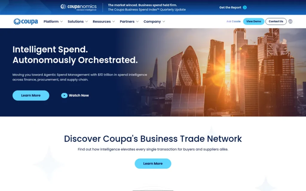 Coupa homepage screenshot