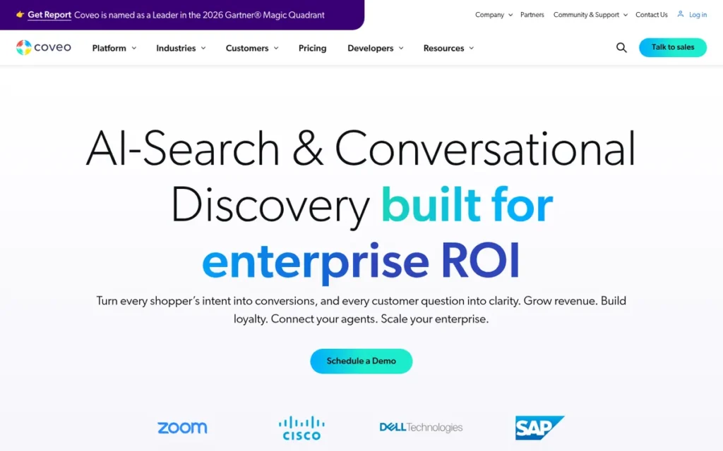Coveo homepage screenshot