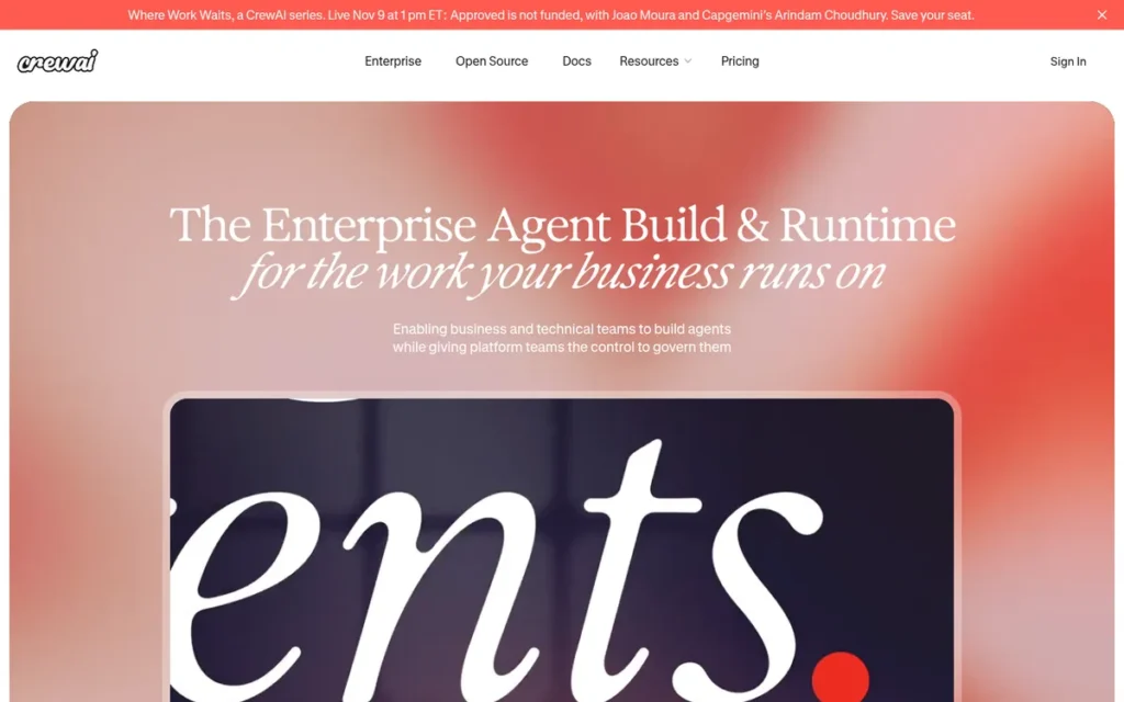 CrewAI homepage screenshot