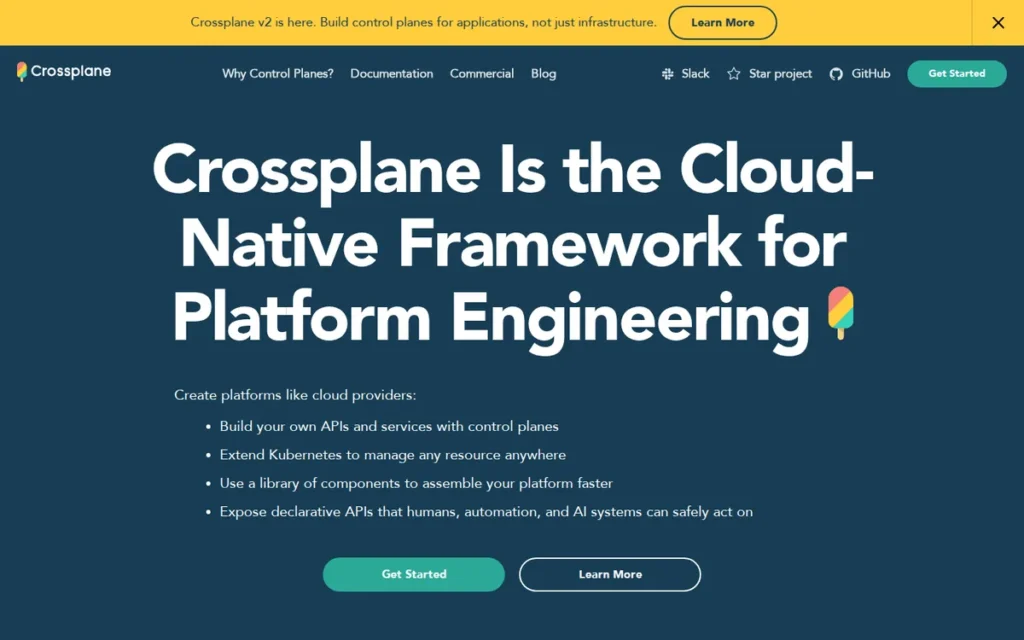 Crossplane homepage screenshot