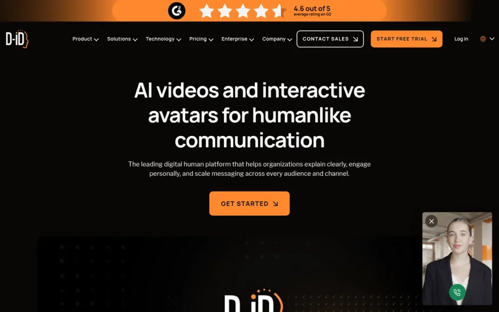 D-ID homepage screenshot