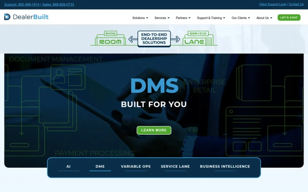 DealerBuilt (LightYear DMS) homepage screenshot