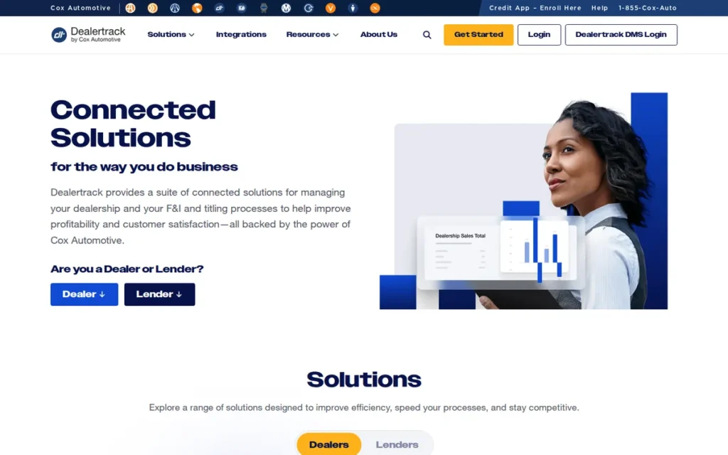 Dealertrack DMS (Cox Automotive) homepage screenshot
