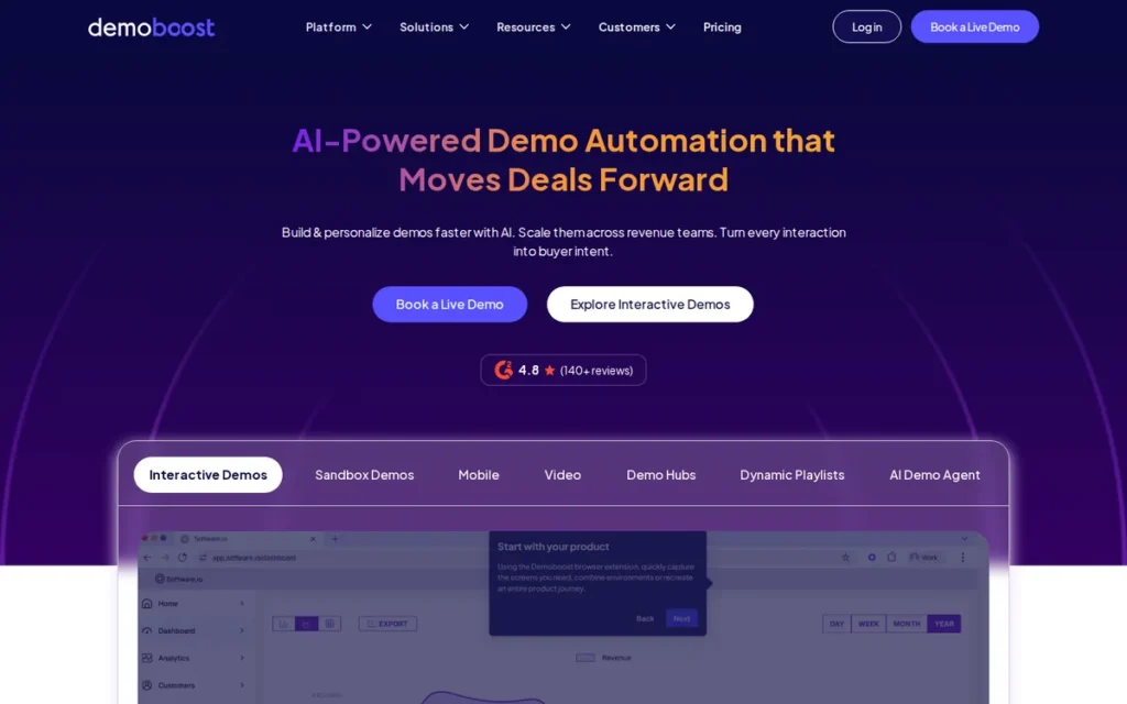 Demoboost homepage screenshot