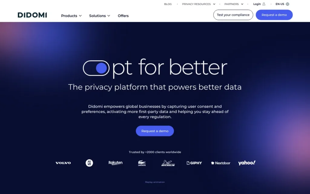 Didomi homepage screenshot