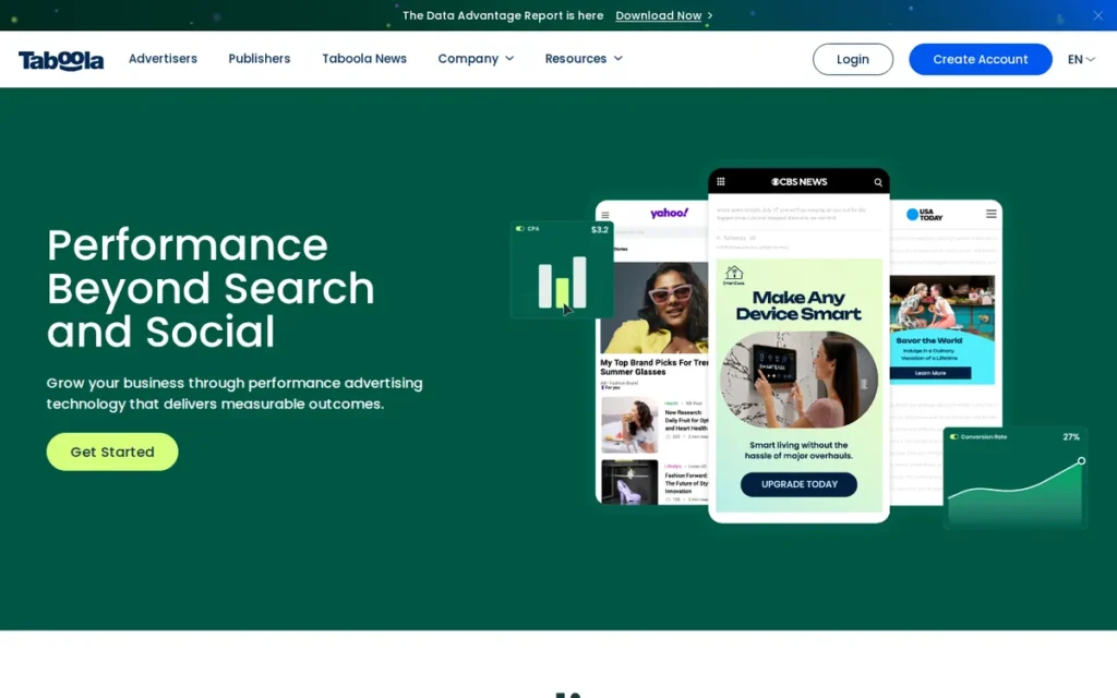 Taboola homepage screenshot