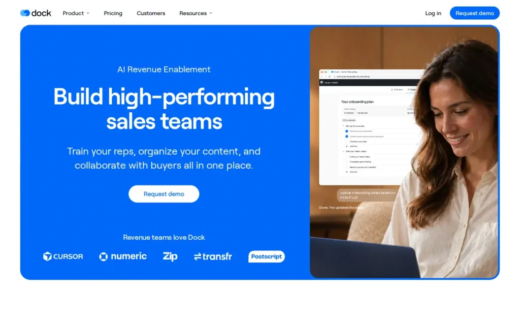 Dock homepage screenshot