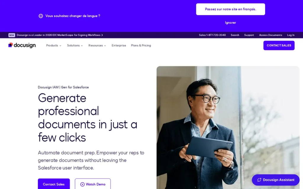 DocuSign Gen for Salesforce homepage screenshot