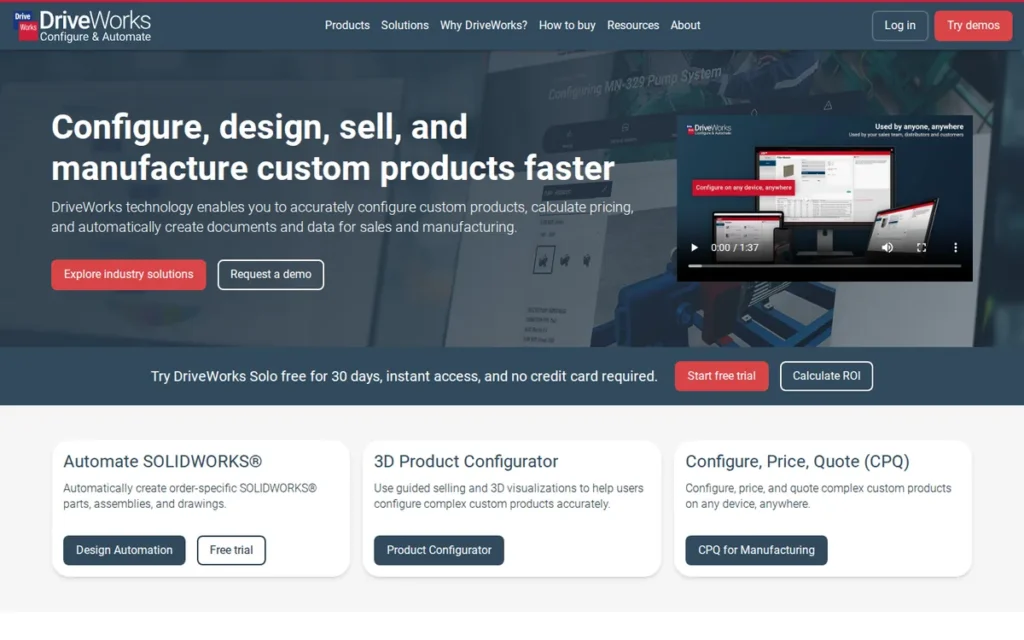 DriveWorks homepage screenshot
