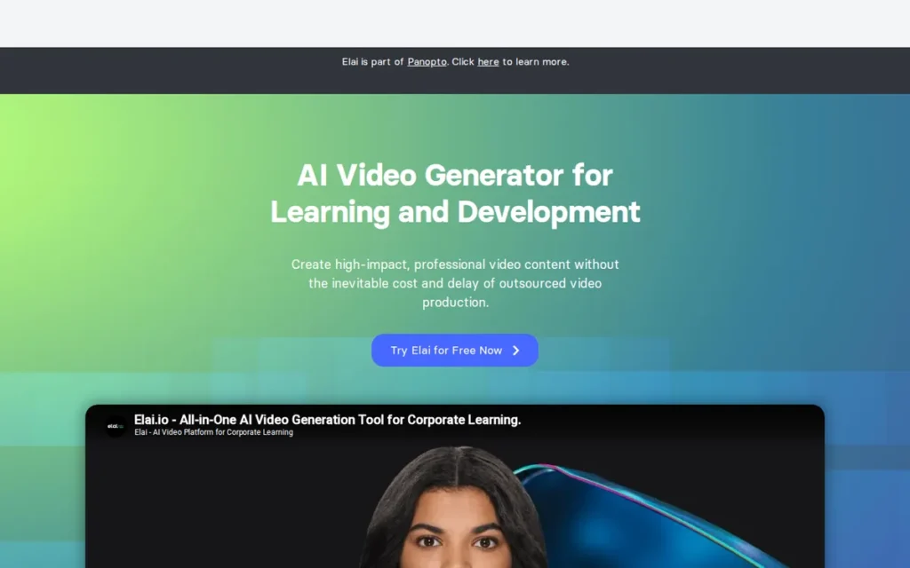 Elai homepage screenshot