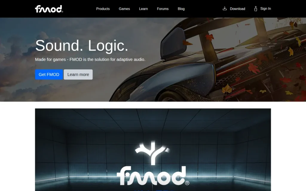 Firelight Technologies FMOD homepage screenshot
