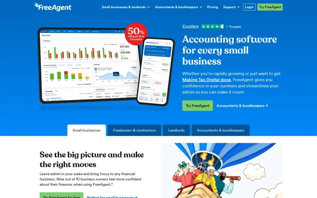 FreeAgent homepage screenshot