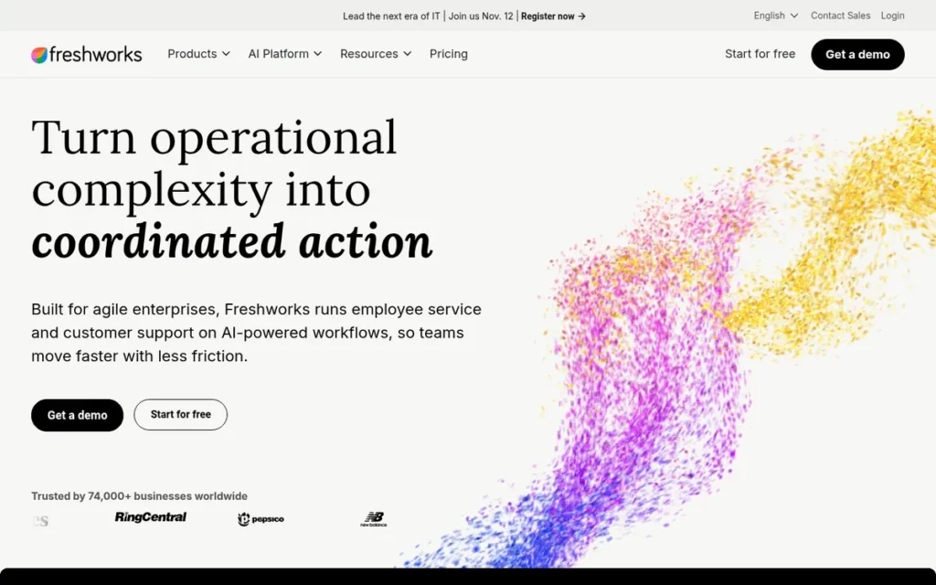 Freshsales homepage screenshot