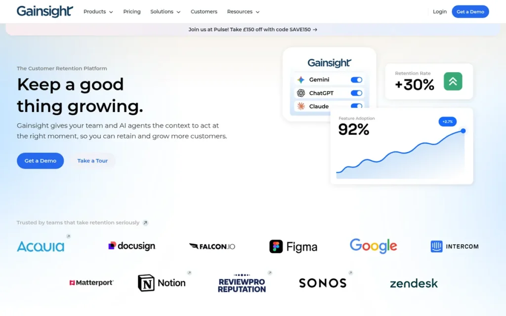 Gainsight homepage screenshot