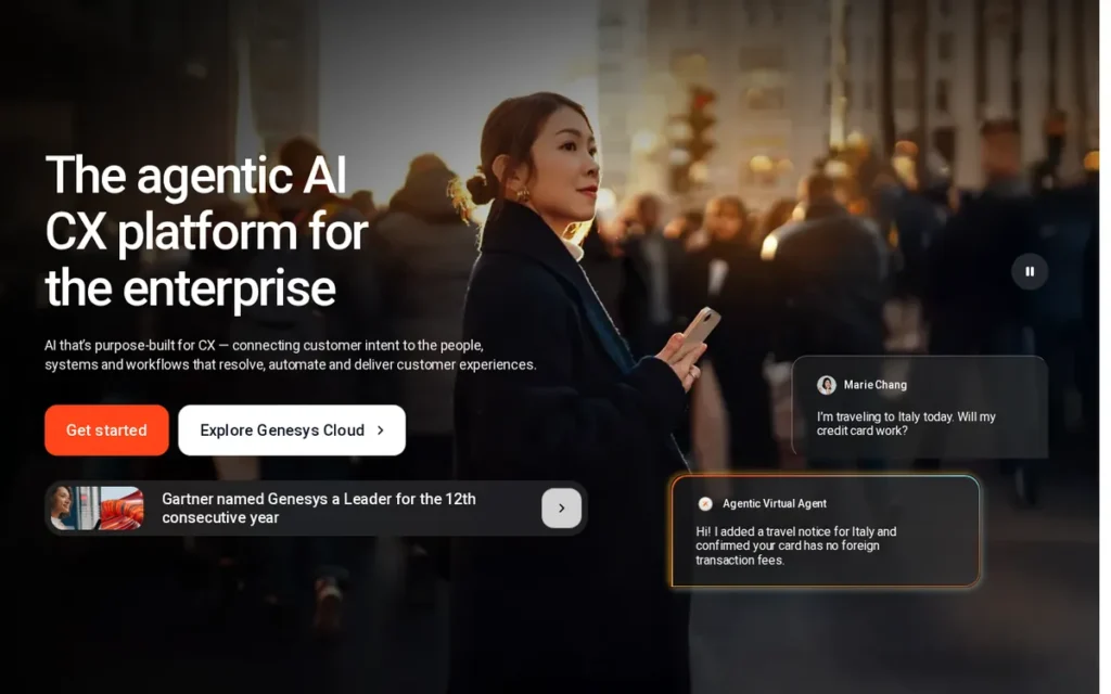 Genesys Cloud CX homepage screenshot