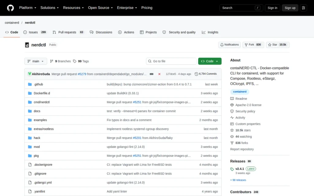 nerdctl homepage screenshot
