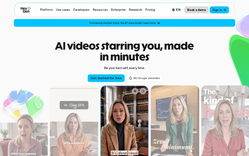 HeyGen homepage screenshot