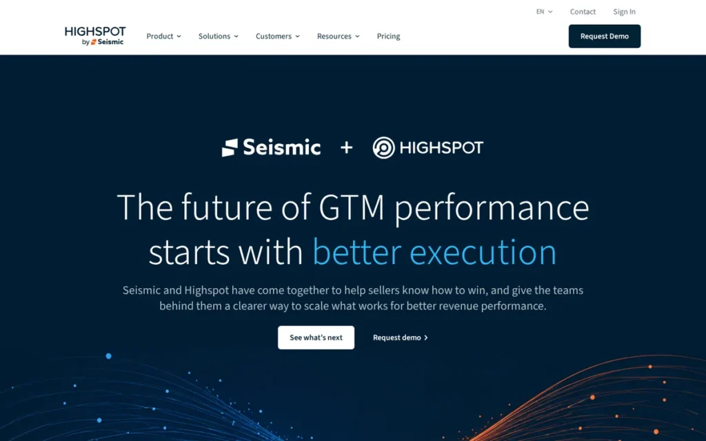 Highspot homepage screenshot