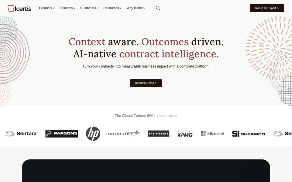 Icertis homepage screenshot