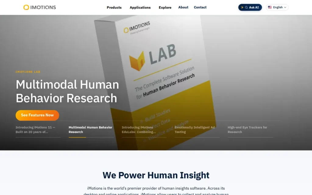 iMotions homepage screenshot