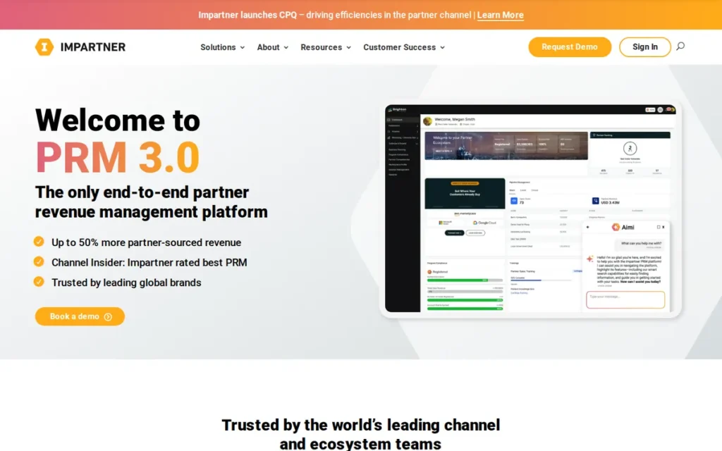 Impartner homepage screenshot