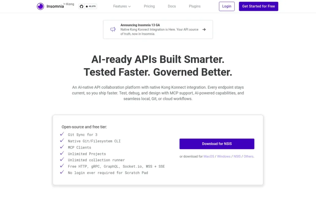 Insomnia homepage screenshot